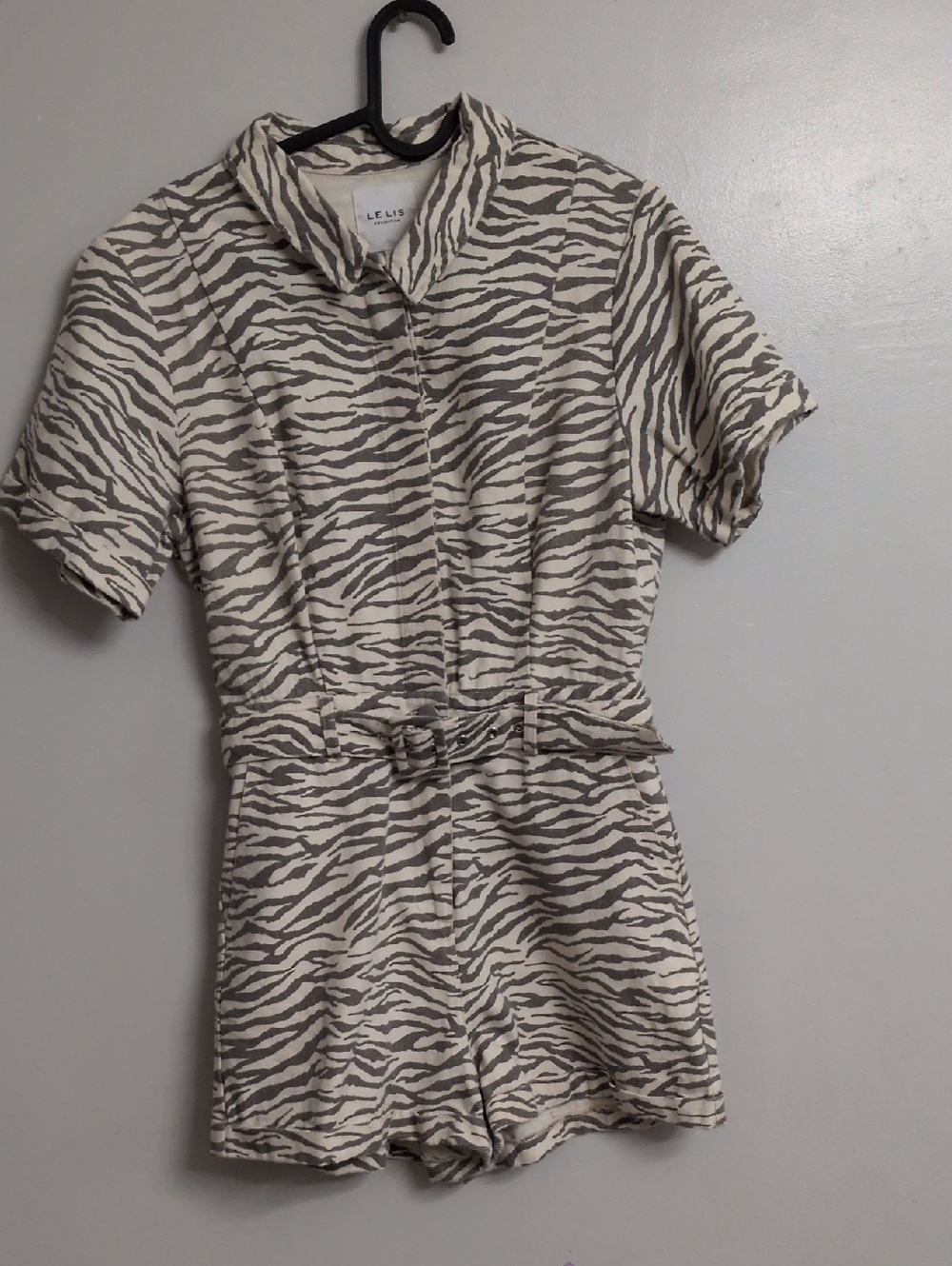 Le Lis Zebra Print Demin Romper
